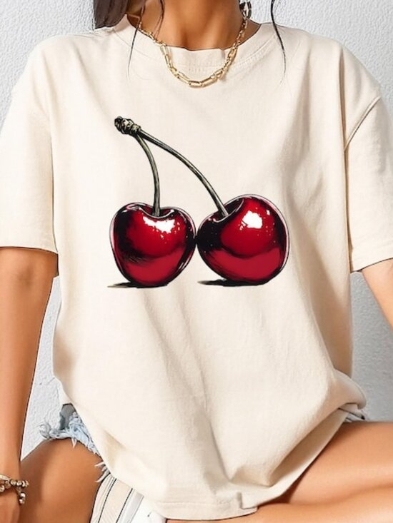 Tops - Retro Cherry Shirt, Cherry Unisex T-shirt, Fruit Lover Tee